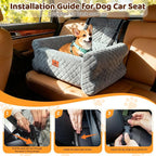 Dog Car Seat for Medium/Large Dogs up to 60 lbs, Memory Foam Dog Booster Seat with Thick Cushion, Pet Car Seat for Back with Detachable Washable Cover, Storage Pockets for SUV, Pick Up, Trunk, Grey