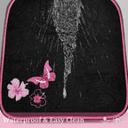 Embroidery Butterfly and Flower Car Floor Mats, Pink Car Floor Mats Universal Fit 95% Automotive,SUVS,Sedan,Vans,for Cute Women,Girly,Set of 4 (Black with Pink)