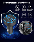 2 Pack 130W 3-Port USB C Super Fast Car Charger (with Voltage Display) for Samsung Galaxy S26/S25/S24/S23/S22 Ultra/Z Fold, Android Phone, Type C Car Charger Adapter Accessories + 240W 3FT USB C Cable