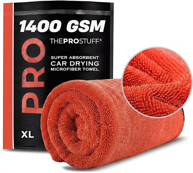 Car Drying Towel 1400 GSM - Ultra Absorbent Twisted Loop Microfiber Towel for Auto Detailing, Scratch-Free Lint-Free Streak-Free Dual-Sided Car Wash Cloth, XL 24"x36"