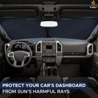 Truck Windshield Sun Shade with Storage Pouch | Reflective 240T Material Sun Shield for UV & Heat Protection | Foldable Windshield Cover | Must-Have Truck Accessories | X-Large (69"x35")