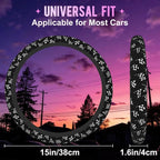 Racing Flag Steering Wheel Cover for Women Men Neoprene Breathable Black and White Checkered Flag Wheel Cover Protector Anti-Slip Car Accessories Universal 15 Inch Fit for Cars Trucks Vehicles
