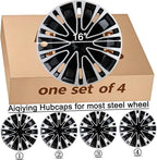 Hubcap Wheel Cover Replacement R16 Hub Caps Universal-Fit Steel Wheel Rim Cover ABS Material Exterior Accessories for Car Truck SUV -Set of 4（16-inch，Silver-Black）
