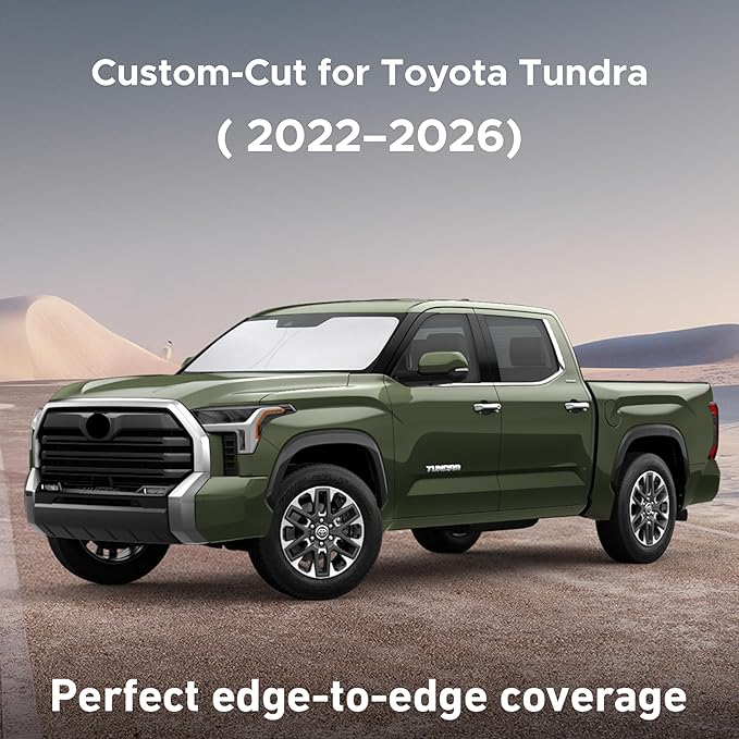 Windshield Sunshade Compatible for Toyota Tundra 2022-2024 2025 2026, SR, SR5, Limited, Platinum, 1794 Edition, TRD Off-Road Pro Sun Visor for Front Window Sun Shade Cover, Car Accessories