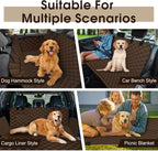 Waterproof Dog Car Seat Cover for Back Seat, Pet Hammock- L, Coffee/Black | Durable waterproof hammock with nonslip design & storage pockets. Protects seats from scratches, fits cars, SUVs & trucks.