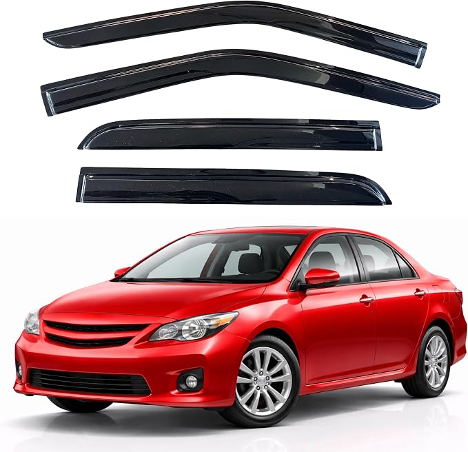 KPY Rain Guards Fit for 2009-2013 Toyota Corolla, Out-Channel Window Visors Vent Wind Deflectors 4PC, Car Accessories for 03-08 Corolla