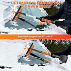 45.7" Extendable Snow Brush and Larger Ice Scrapers for Car Windshield, Scratch-Free Snow Brush with 360° Pivoting Head & Non-Slip Foam Grip, Ice Removal Tool for Car, SUV, Trucks