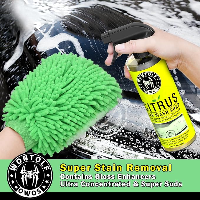 CWK188 Car Wash Kit with Foam Gun, Car Wash Soap, Interior Detailer Cleaner, Wheel Cleaner, Car Care Cleaning Detailing Kit for Cars Trucks RVs SUVs Motorcycles (Works w/Garden Hose), 10 Items