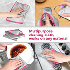 Airlab Glass Polishing Cloth Streak Free Miracle Cleaning Cloth Lint Free Microfiber Cleaning Rags for Glasses Kitchen Dish Mirrors Easy Clean, Pack of 6, 12" x 12", Sliver-Pink