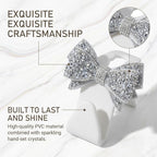 2 PCS Bling Car Seat Headrest Hooks, Crystal Rhinestone Bow Car Purse Hooks, Vehicle Seat Back Storage Hook for Handbag Purse Coat Grocery, Universal for SUV Truck Sedan (White)