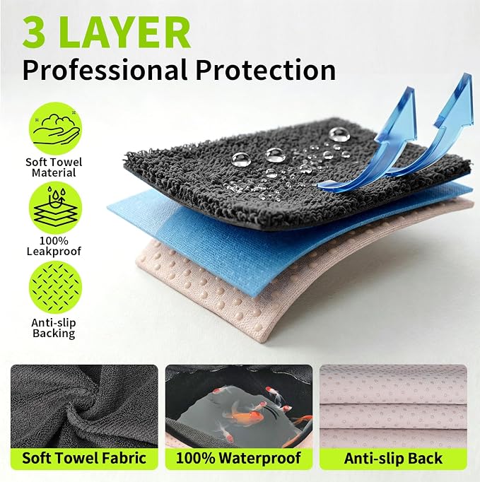 Grey Waterproof Towel Auto Car Seat Cover Protector Machine Washable - Fit Yoga Running Crossfit Athletes Beach Swimming Outdoor Sports