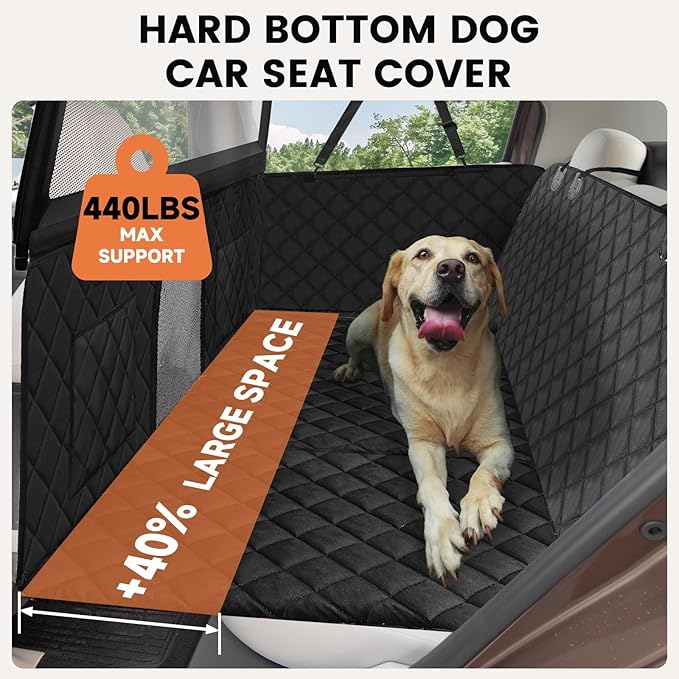 Dog Car Seat Cover & Back Seat Extender,31"Super High Pet Barrier with Anti-Slip Hard Bottom Hammock Holds 440lbs,Water-Resistant Car Seat Protector for SUV,Trucks,Easy-Clean,Patent Pending