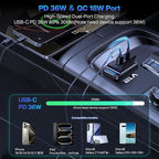USB Outlet Panel - 54W Fast Charging Type-C PD 36W + USB-A QC 3.0 18W 12V/24V Surface Mount for RV Marine Truck Bus Golf Cart