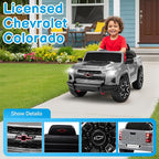 Licensed Chevrolet Colorado Electric Car for Kids, 12V Ride on Toys for Toddlers with Remote Control, Battery Powered Electric Car Ride On Vehicle w/Bluetooth, Soft Start, LED Lights - Gray