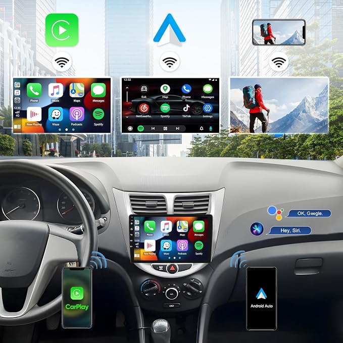 8-Core 6+128GB Car Radio Stereo for Hyundai Accent Verna Solaris 2012-2016 Android 15 CarPlay Android Auto 9" 1280*720 Touch Screen Head Unit with Bluetooth 5.0 DSP 32EQ GPS FM Backup Camera