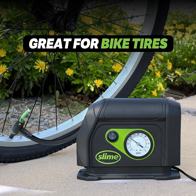 40050 Tire Inflator, Portable Car Air Compressor, with Analog 100 psi Dial Gauge, Long Hose and LED Light, 12V, 8 min Inflation