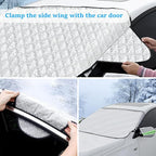 Car Windshield Snow Cover, 4 Layers Winter Frost Protection for Any Weather, Windscreen Covers with Side Mirror Covers, Front Window Automotive Covers for Car SUV Trucks