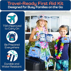 Keep Going Travel First Aid Kit for Kids – 130 Pc. for Car, Purse, Diaper Bag, Backpack, & Suitcase, with Latex-Free Bandages – 7 x 5 x 2 in. Travel First Aid Kit TSA-Approved