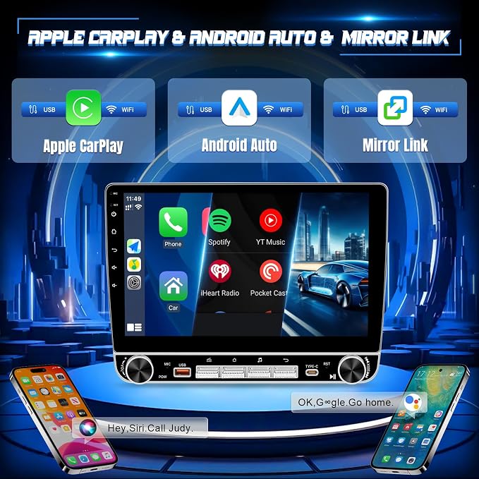 4+64G Car Radio for Honda CRV 2007-2011 Stereo with Wireless Carplay Android Auto, 10.1'' Touchscreen for Honda CRV GPS Navigation Bluetooth WiFi Rear Camera FM Mirrorlink Split Screen SWC