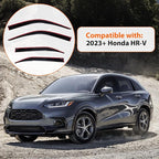 Set of 4 Window Visors Compatible with 2023 2024 2025 Honda HR-V HRV, Smoke Tint Sun Rain Guard Vent Outside Mount Tape On/Clip On Style PVC 4 Pcs
