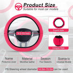 Elastic Stretch Steering Wheel Cover, Universal Interior Accessories Steering Wheel Cover for Women & Men, Breathable Microfiber Ice Silk, Anti-Slip, Odorless, Easy Carry(Rose Red)