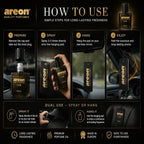 Car Perfume Gold - Air Freshener in Glass Bottle - Luxury Odor Eliminator Spray with Absorber Hanging Pad - Unique Fragrance & Long-Lasting Aroma for Vehicle, Office, Home - Made in Europe, 50ml