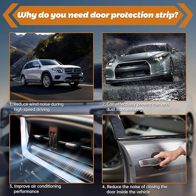 RAINFLOW Car Door Edge Guards - 16.4Ft(5M) Car Door Protector,Rubber Seal Protector U Shape Edge Trim Fits Most Vehicles, Trucks SUVs Sedans,Self-Adhesive,Easy to Cut,DIY Installation Clear
