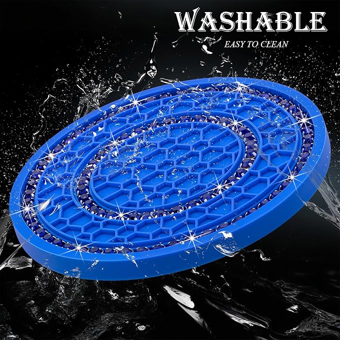 2PCS Bling Crystal Rhinestone Cup Holder Coaster, 2.75 inch Soft Silicone Anti-Slip Shockproof, Car Cup Holder Insert Coasters, Universal Car Interior Accessories for Women (Blue)