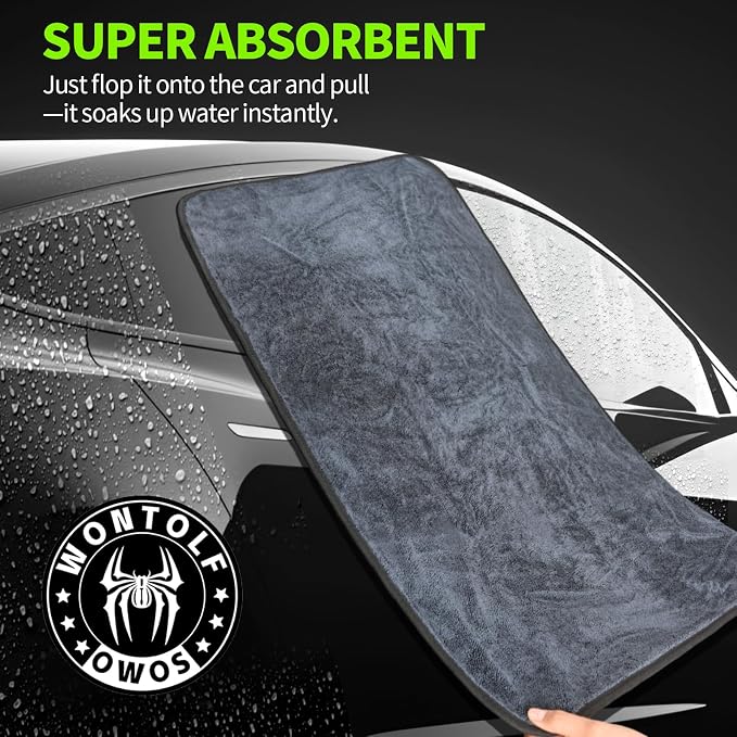 Ultra Absorbent Car Drying Towels with Storage Bag, Extra Large Microfiber Towels for Cars, (36" x 24") Drying Towels Car Detailing, Streak Free, No Water Spots, Scratch-Free, 3 Pack