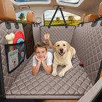 XL Dog Backseat Extender for Full-Size Crew Cab Truck, Hard Bottom Dog Car Seat Cover for Back Seat Holds 400lbs, Waterproof Dog Hammock Pet Rear Seat Protector Travel Bed for F150 / Silverado