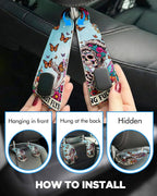 Purse Holder for Car, 2 Pack Heavy Duty Purse Hanger for Car, PU Leather Car Seat Hooks for Purses and Bags, Cute Skeleton Headrest Organizer for Handbags & Backpacks