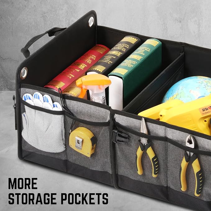 Trunk Organizer for Car, 70L Large Capacity Foldable Trunk Organizer, Multi Compartment Car Trunk Organizer for Women Men, Grey, TOOLS-00420