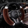 Rhinestone Fluffy Steering Wheel Cover - Comfortable Non-Slip Luxury Faux Wool, Universal Fit for 14.5" to 15" Steering Wheels