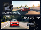 4K Dash Cam Front and Rear, 64GB SD Card, Dual Dash Camera for Cars with Wi-Fi, GPS, ADAS, BSD, LCA, 3’’ IPS Display Car Camera, APP & Voice Control, Night Vision, 24H Parking Mode