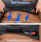 Car Seat Gap Filler Organizer 2Pcs,Car Accessories with Safety Hammer,2 in 1 No Drop Seat Guard with Storage Slot for Phone,Keys,Universal Interior Gap Filler for Cars SUV Truck,Black