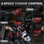 Cordless Impact Wrench 996Ft-lbs(1350N.m), 1/2 Inch High Torque Impact Gun, 20V 2x4.0Ah Batteries & Fast Charger, 3 Variable Speeds, LED Light, High-Rate Impact Driver for Truck/Car/Pickup
