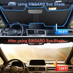 300T Universal Car Windshield Sun Shade, Foldable Reflective for Windshield & Window Shades with Overlapping Design, Car Interior Accessories (57" L x 36.2" W)