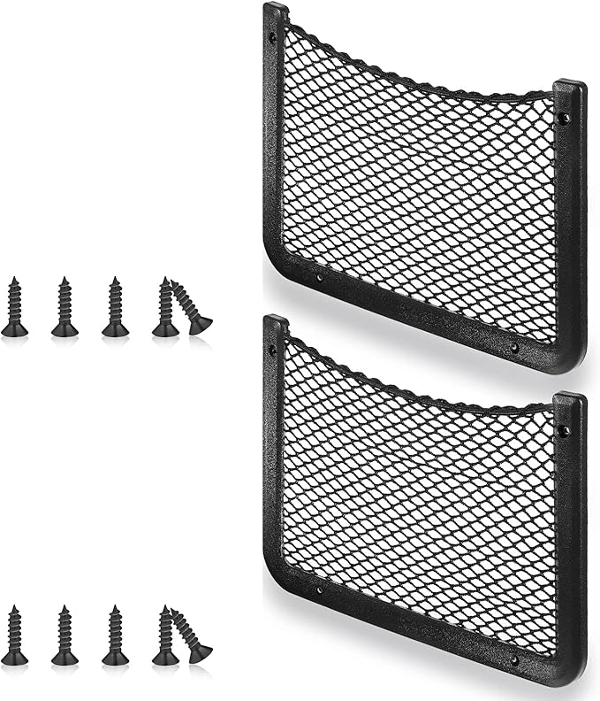 1 Pc Boat Storage Net Bag, ABS Plastic Car Framed Mesh Net Holder, Phone & Cargo Organizer with Screws for Auto, Rv, Boat, Pontoon, Truck Pocket Storage (12 x 8 Inch)