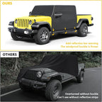 Gladiator Cab Cover for Jeep Gladiator JT 2020-2024 4 Door 600D Oxford Gladiator Cover with 6 Gust Hooks Half Cover Protect from Sunshine, UV, Snow, Rain, Wind, Scratch Resistant Black
