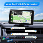 Wireless Carplay and Android Auto Screen for Car, 7" HD Portable Touch Screen Car Stereo with Bluetooth, Backup Camera, Navigation, Mirror Link for All Vehicles