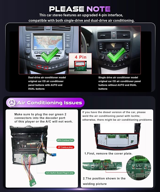 4G+64G Car Radio Stereo for Honda Accord 2003-2007, Wireless CarPlay Android Auto 10.1 Inch IPS Touch Screen Android 13 GPS Head Unit WiFi Bluetooth DSP Audio USB Dual Mic HD Rear Camera