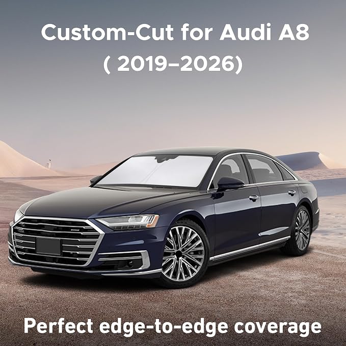 Windshield Sunshade Compatible for Audi A8 Model 2019-2024 2025 2026, Sun Visor for Front Windshield & Window Sun Shade Cover, UV Heat Blocker & Protector, Car Accessories