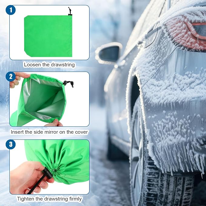 2 Pcs Side View Mirror Cover Auto Rearview Protection Cover Snow Ice Mirror Exterior Rear Accessories Universal Size for Cars (Green)