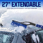2 Pack 27" Multi-Purpose Ice Scraper and Extendable Snow Brush for Cars with Foam Grip and 360-Degree Pivoting Brush Head, SJEG-SB27X2
