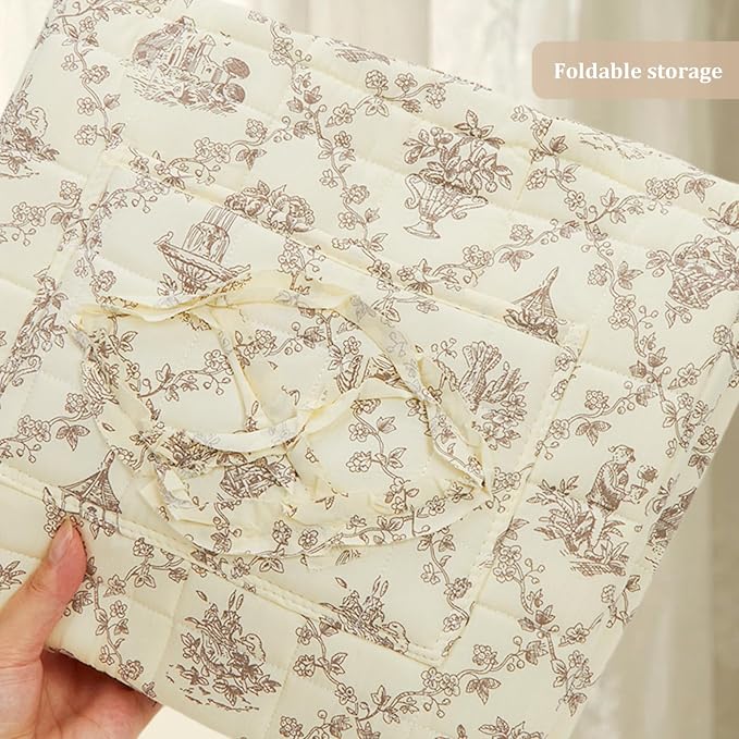 Floral Fabric Storage Basket Car Interior Storage Basket Underwear Sundries Laundry Baskets Supplies Home Organizer Bag (Coffee 1)