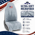 Car Seat Towel Cover, Sweat-Proof & Absorbent Microfiber Seat Protector for Gym, Workout & Beach, Universal Fit for Most Cars, SUVs & Trucks, 59"x29", Silver Gray Flag (2-Pack)