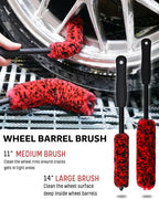 7PCS Car Wheel Rims Detail Cleaning PRO Wash Kit, Wheel Wash Mitt, Tire Brush, 2PCS Soft Wheels Brush, Detailing Brush, and Tire Dressing Pads, Microfiber Dry Towel Scratch-Free Cleaning