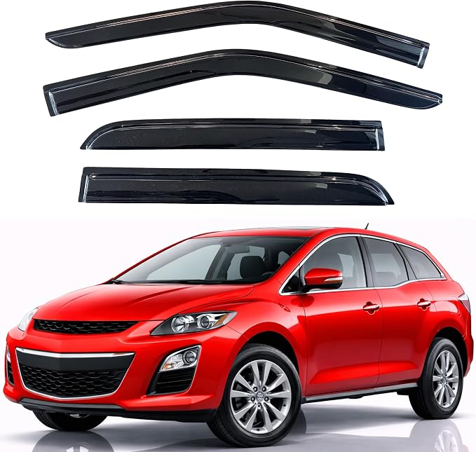 KPY Rain Guards Fit for 2008-2011 Mazda CX-7, Out-Channel Window Visors Vent Wind Deflectors 4PC, Car Accessories for 08-11 Mazda CX7