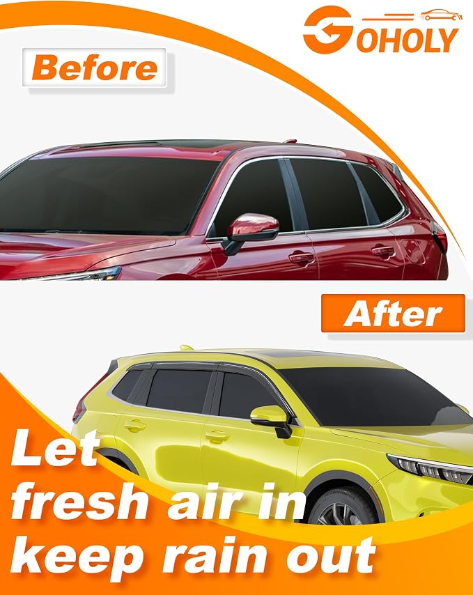 6-pcs Low-Profile Window Rain Guard for Honda CR-V CRV 2023 2024 2025 2026 Rain Guards Side Window Visors Extra-Thick Vent Visor Window Deflectors Tape-on Vent Shades Car Accessories