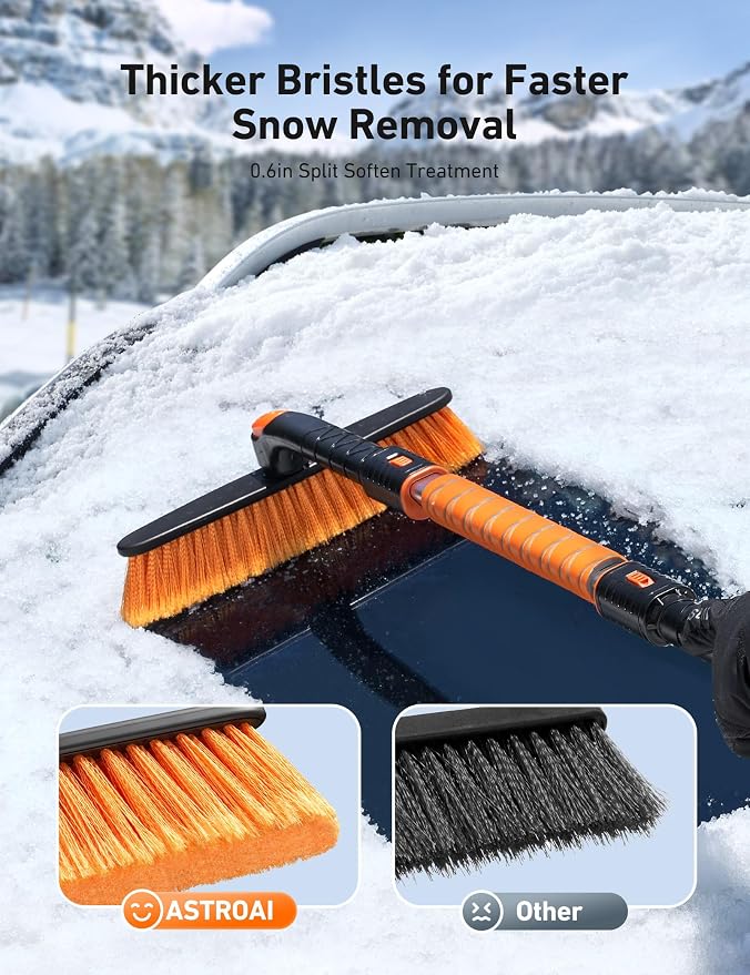 39.37" Ice Scrapers for Car Windshield and Snow Brush with Foam Grip and 360° Pivoting Brush Head for Christmas Car Auto Truck SUV(Orange)